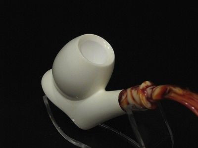 Smooth Full Bent Block Meerschaum Pipe White stone Freehand Smoker Big Bowl 9725